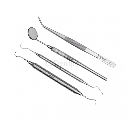 Dental Exam and Scaling Kit with Dental Scaler H6/H7, Explorer 17/23, Dental Mirror, and College Tweezers